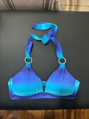 Liz Claiborne Blue Teal Ombre Halter Bikini Top